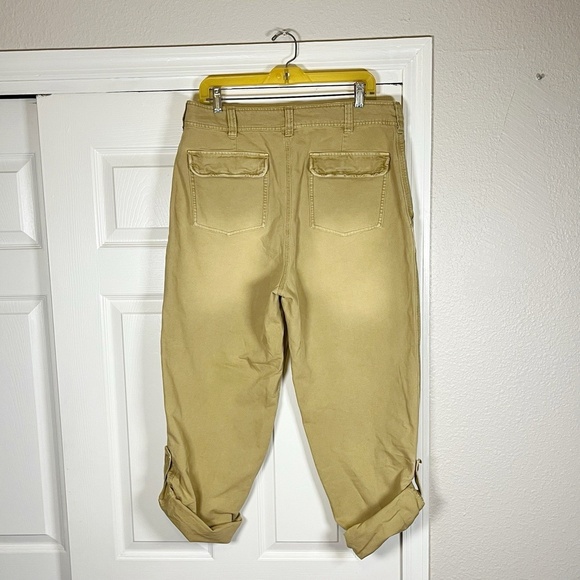 Free People Cleo Washed Chino Antelope Pants Baggy Cargo Adjustable Hem - Picture 1 of 16